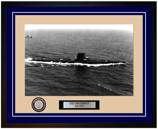 USS Argonaut SS-475 Framed Navy Ship Photo Blue