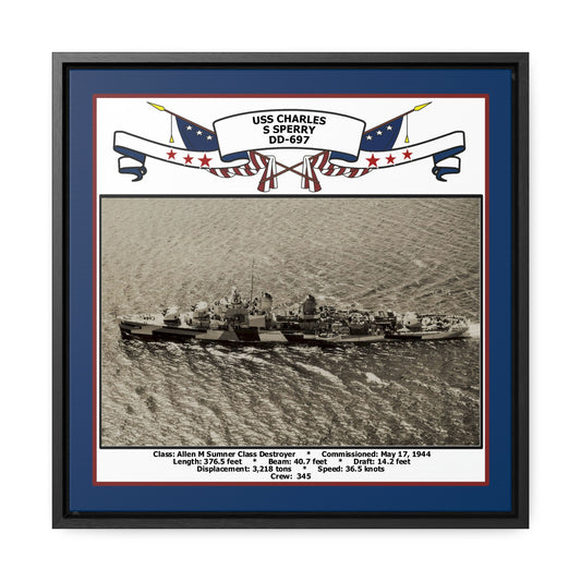 USS Charles S Sperry DD-697 Navy Floating Frame Photo Front View