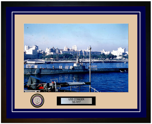 USS Conger SS-477 Framed Navy Ship Photo Blue