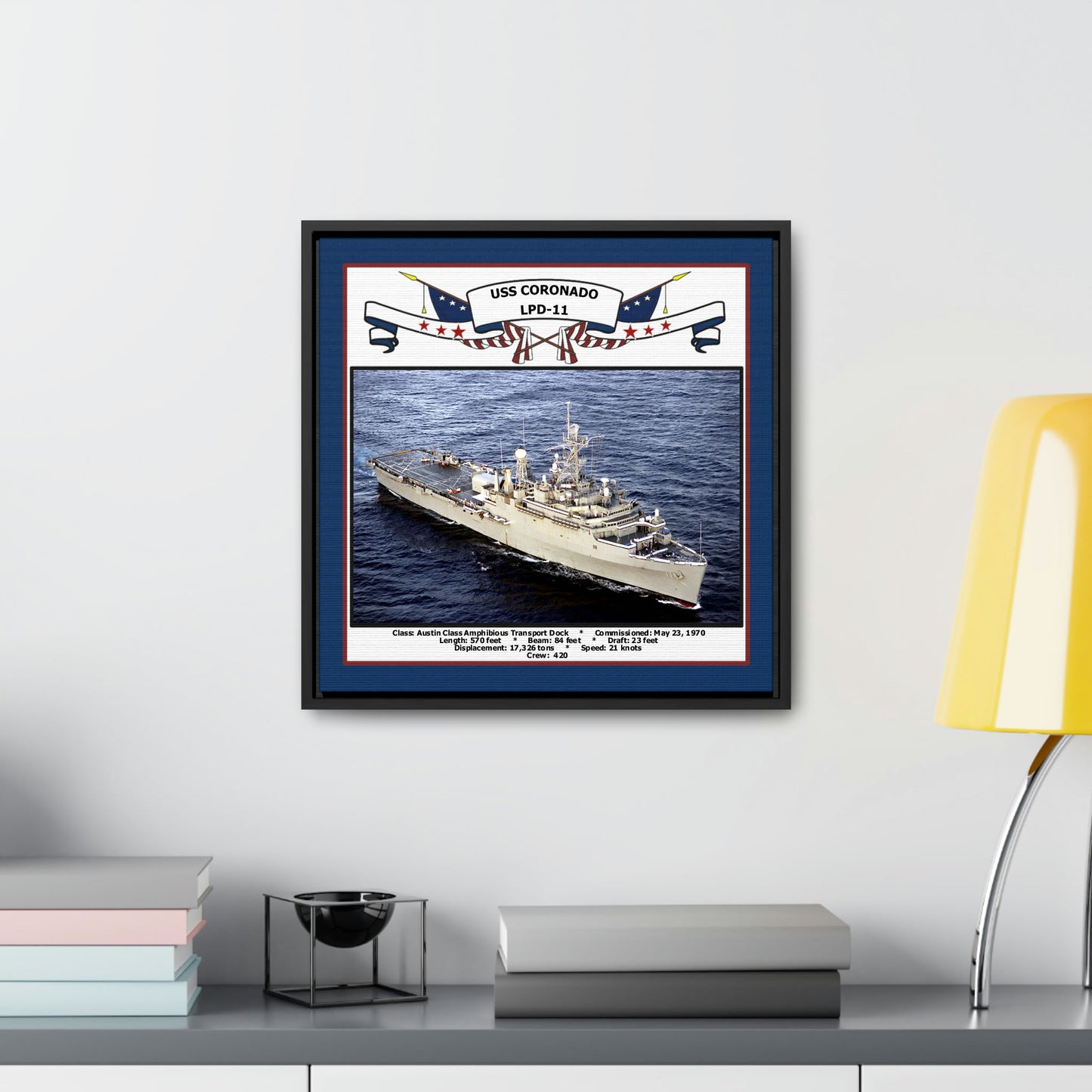USS Coronado LPD-11 Navy Floating Frame Photo Desk View