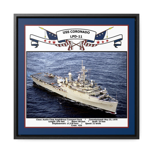 USS Coronado LPD-11 Navy Floating Frame Photo Front View