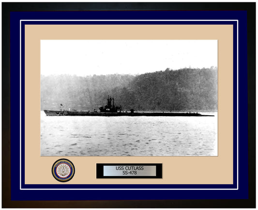 USS Cutlass SS-478 Framed Navy Ship Photo Blue