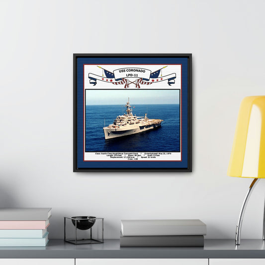 USS Coronado LPD-11 Navy Floating Frame Photo Desk View