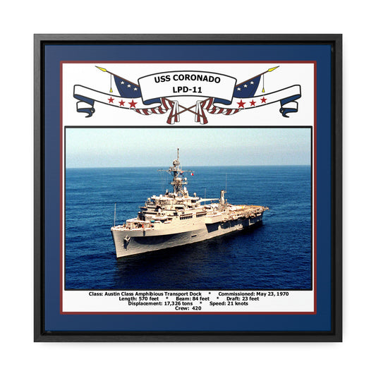 USS Coronado LPD-11 Navy Floating Frame Photo Front View