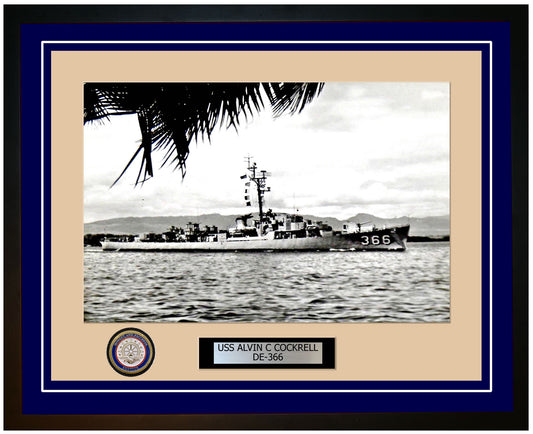 USS Alvin C Cockrell DE-366 Framed Navy Ship Photo Blue