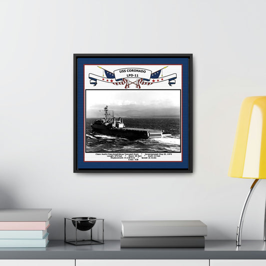 USS Coronado LPD-11 Navy Floating Frame Photo Desk View
