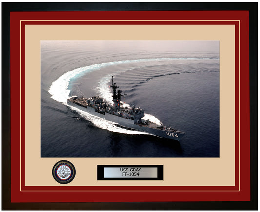 USS GRAY FF-1054 Framed Navy Ship Photo Burgundy
