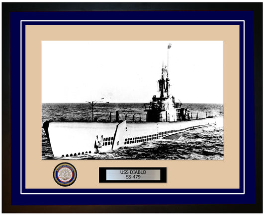 USS Diablo SS-479 Framed Navy Ship Photo Blue