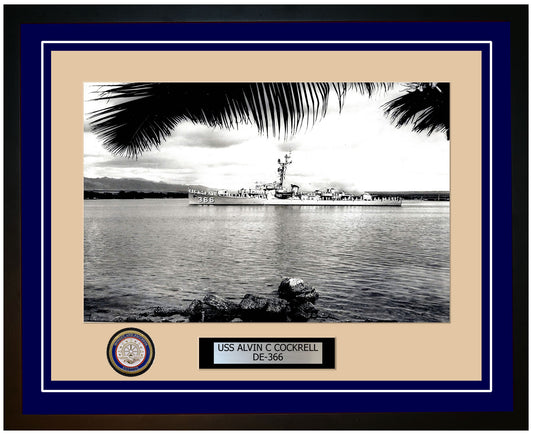 USS Alvin C Cockrell DE-366 Framed Navy Ship Photo Blue