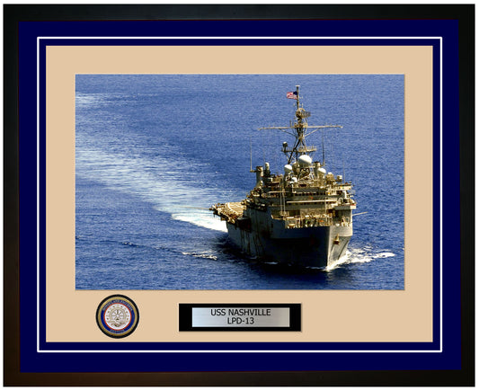 USS Nashville LPD-13 Framed Navy Ship Photo Blue