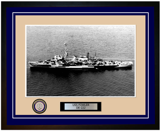 USS Fowler DE-222 Framed Navy Ship Photo Blue