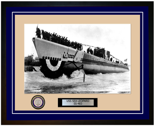 USS Sea Leopard SS-483 Framed Navy Ship Photo Blue