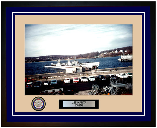 USS Manta SS-299 Framed Navy Ship Photo Blue