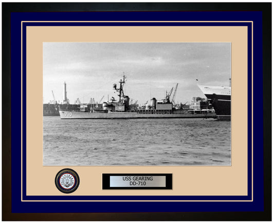 USS GEARING DD-710 Framed Navy Ship Photo Blue