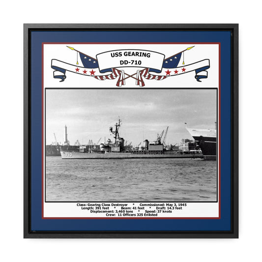 USS Gearing DD-710 Navy Floating Frame Photo Front View