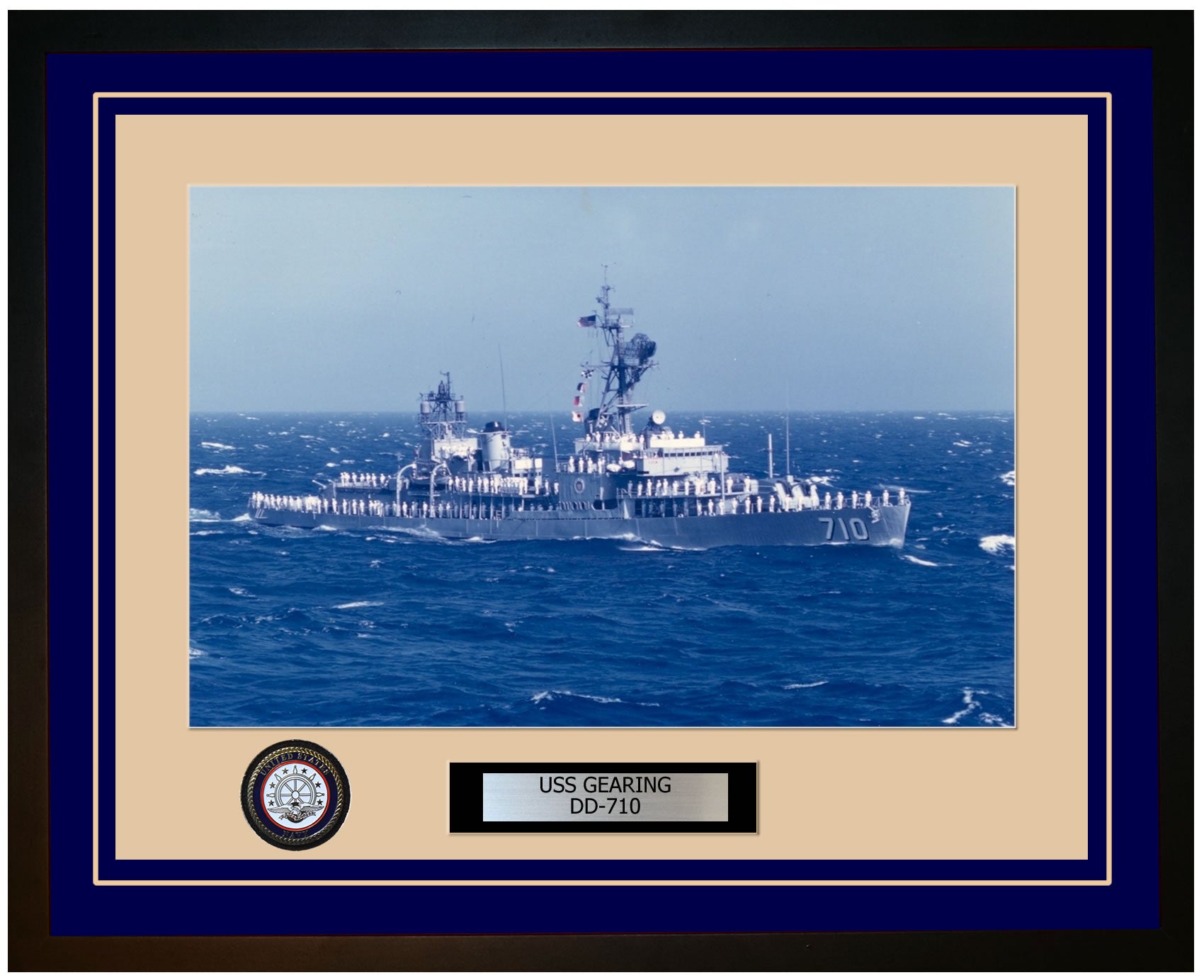 USS GEARING DD-710 Framed Navy Ship Photo Blue