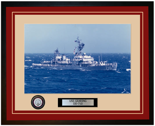 USS GEARING DD-710 Framed Navy Ship Photo Burgundy
