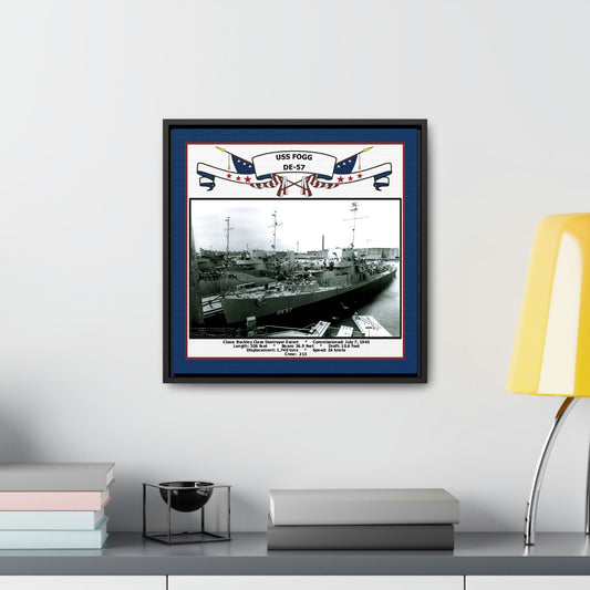 USS Fogg DE-57 Navy Floating Frame Photo Desk View