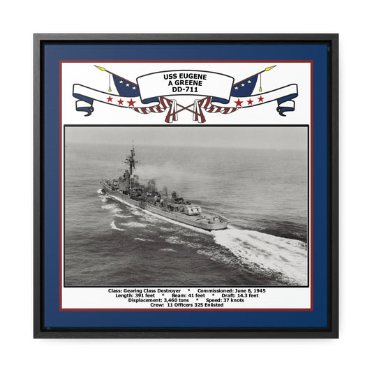 USS Eugene A Greene DD-711 Navy Floating Frame Photo Front View