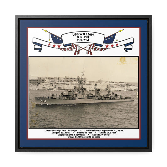 USS William R Rush DD-714 Navy Floating Frame Photo Front View