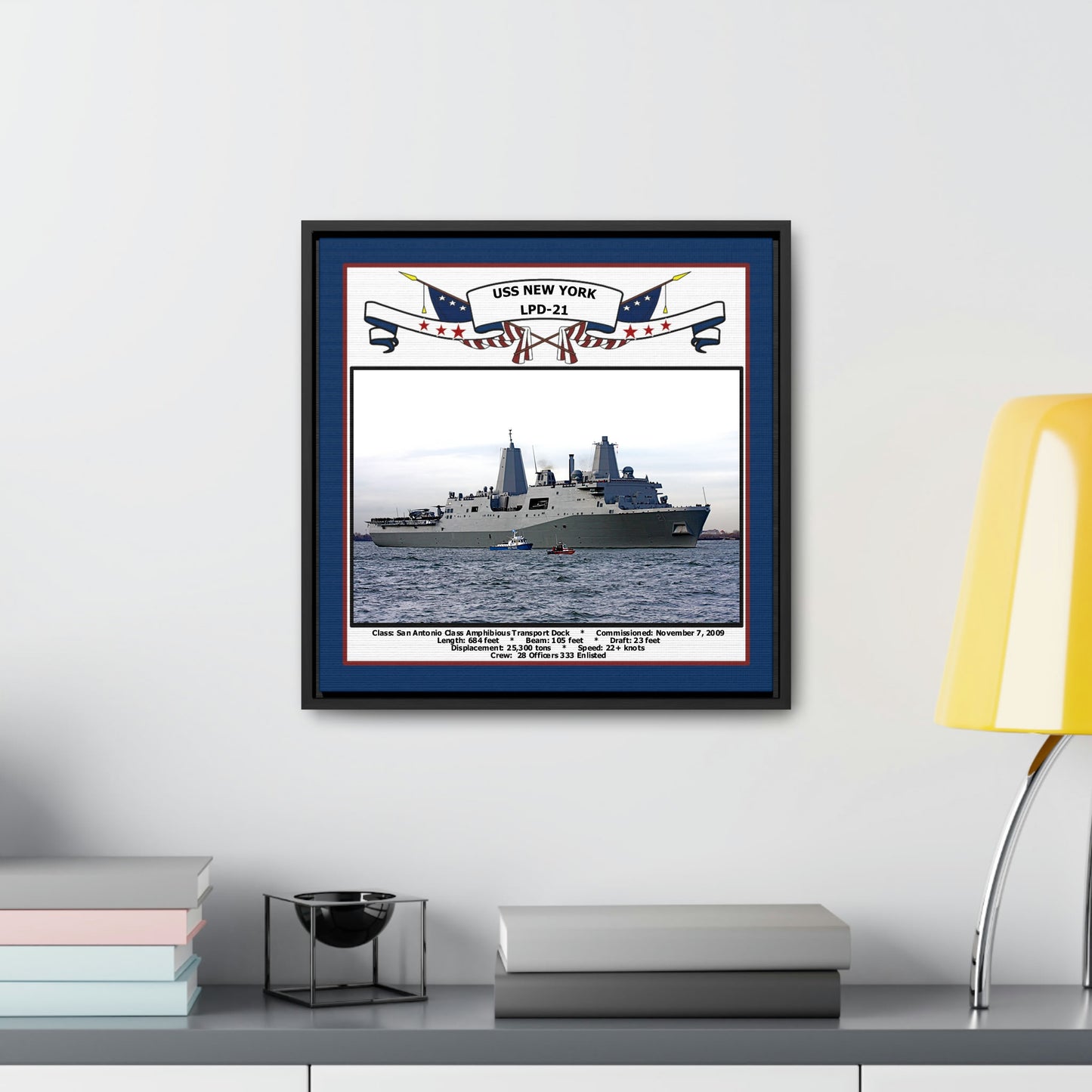 USS New York LPD-21 Navy Floating Frame Photo Desk View