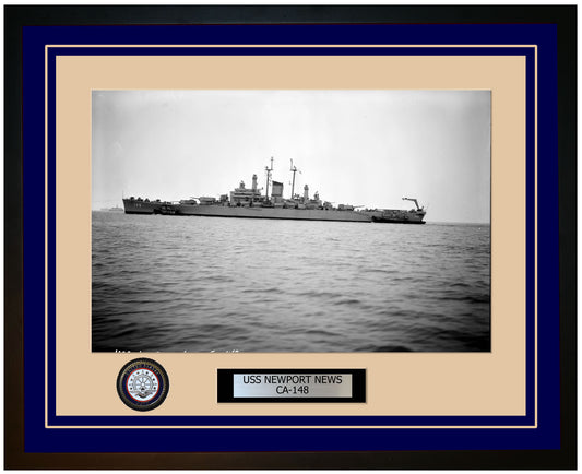 USS NEWPORT NEWS CA-148 Framed Navy Ship Photo Blue