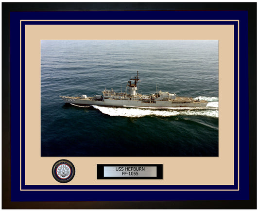 USS HEPBURN FF-1055 Framed Navy Ship Photo Blue