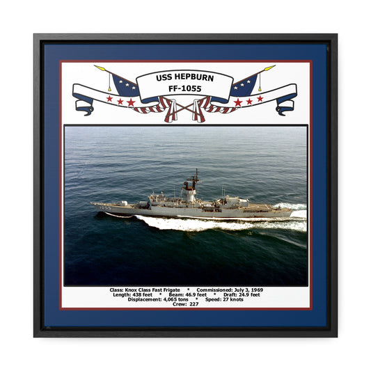 USS Hepburn FF-1055 Navy Floating Frame Photo Front View