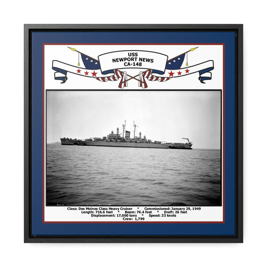 USS Newport News CA-148 Navy Floating Frame Photo Front View