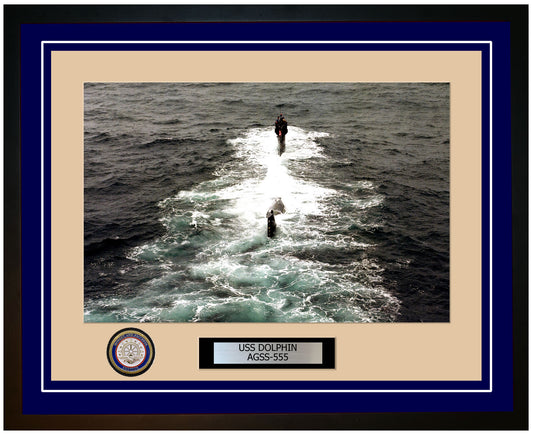 USS Dolphin AGSS-555 Framed Navy Ship Photo Blue