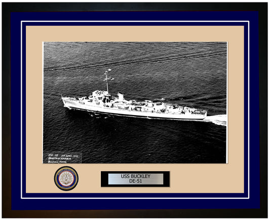 USS Buckley DE-51 Framed Navy Ship Photo Blue