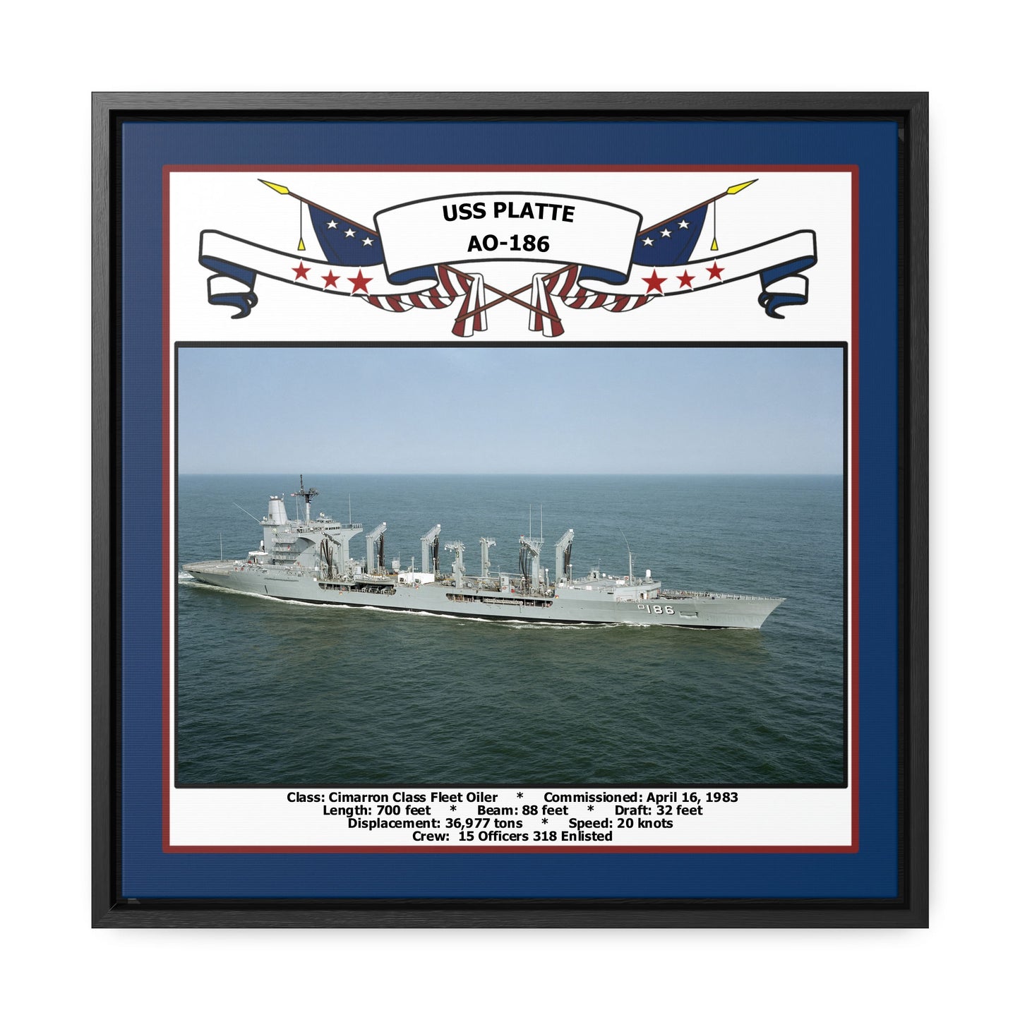 USS Platte AO-186 Navy Floating Frame Photo Front View