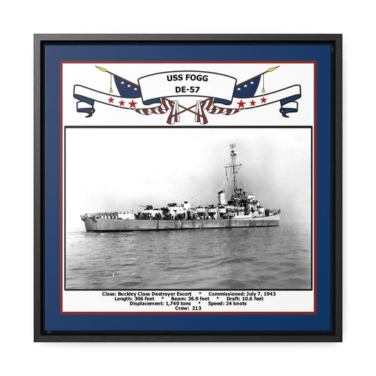 USS Fogg DE-57 Navy Floating Frame Photo Front View