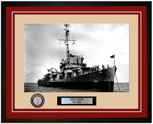 USS Durik DE-666 Framed Navy Ship Photo Burgundy