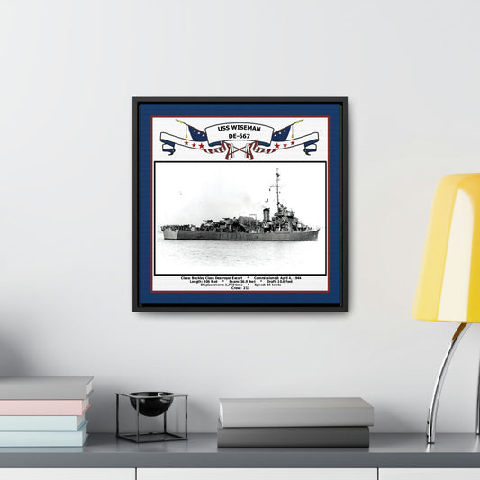 USS Wiseman DE-667 Navy Floating Frame Photo Desk View
