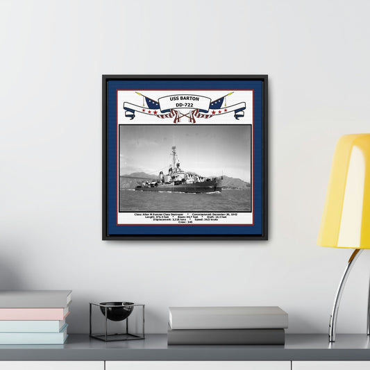 USS Barton DD-722 Navy Floating Frame Photo Desk View