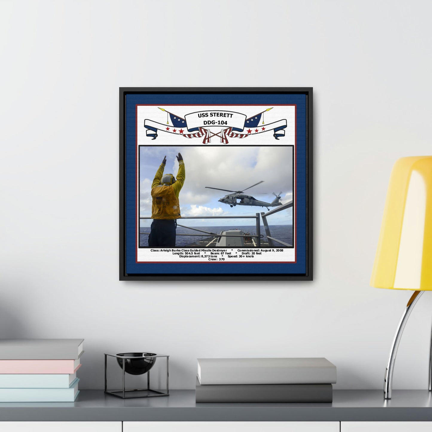 USS Sterett DDG-104 Navy Floating Frame Photo Desk View