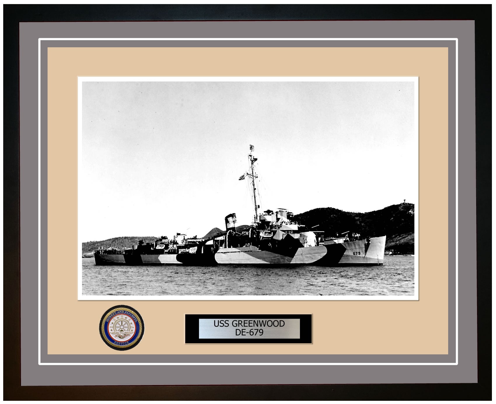 USS Greenwood DE-679 Framed Navy Ship Photo Grey