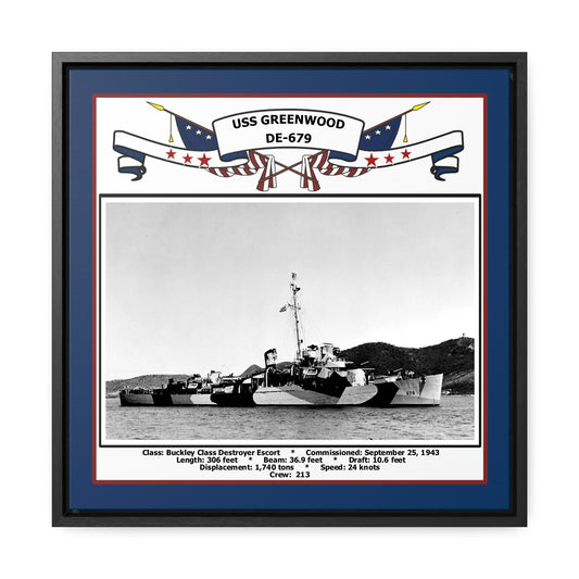 USS Greenwood DE-679 Navy Floating Frame Photo Front View