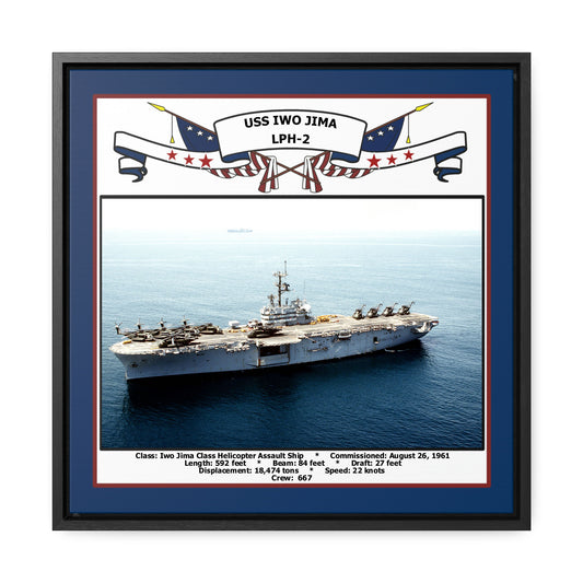 USS Iwo Jima LPH-2 Navy Floating Frame Photo Front View