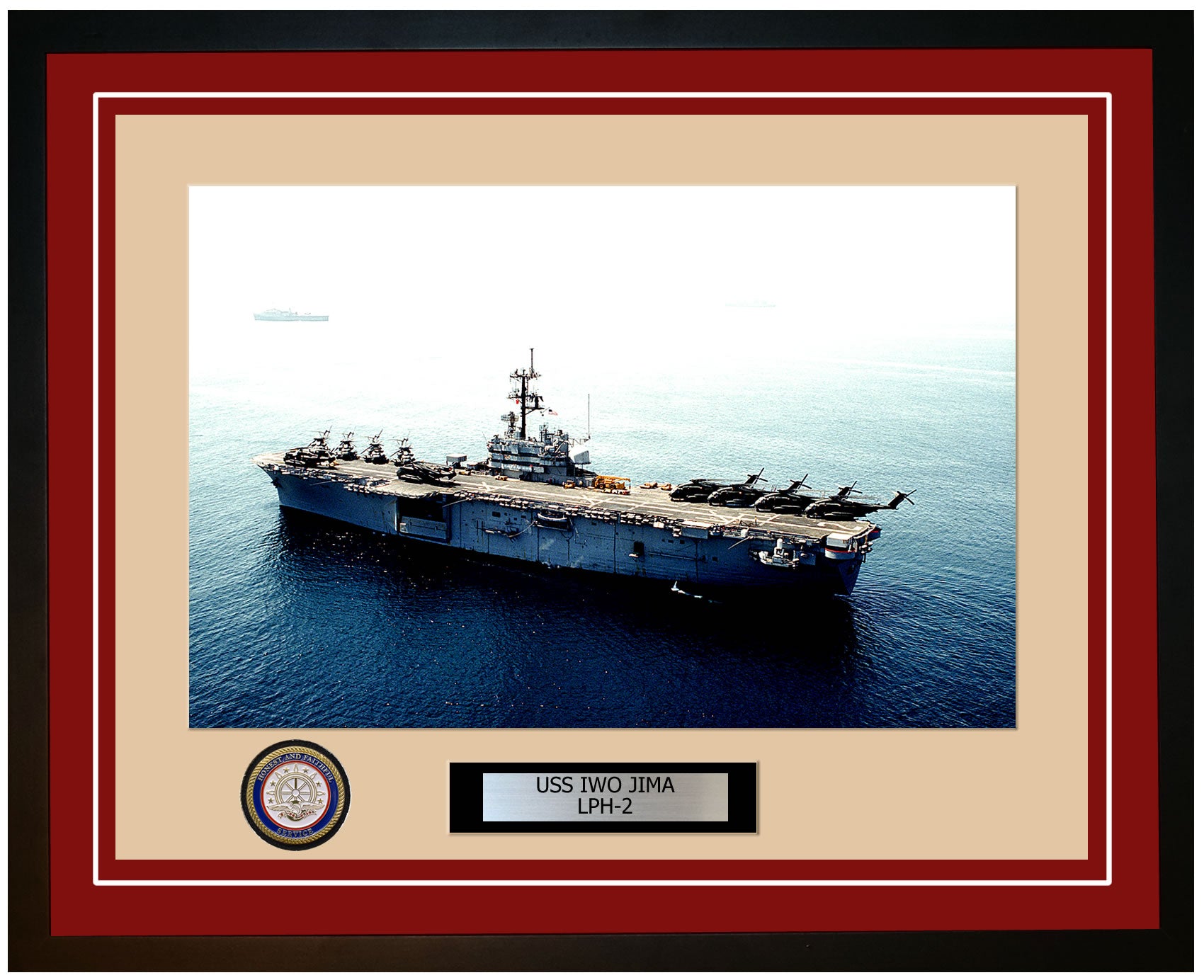 USS Iwo Jima LPH-2 Framed Navy Ship Photo Burgundy – Navy Emporium