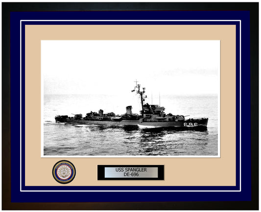 USS Spangler DE-696 Framed Navy Ship Photo Blue