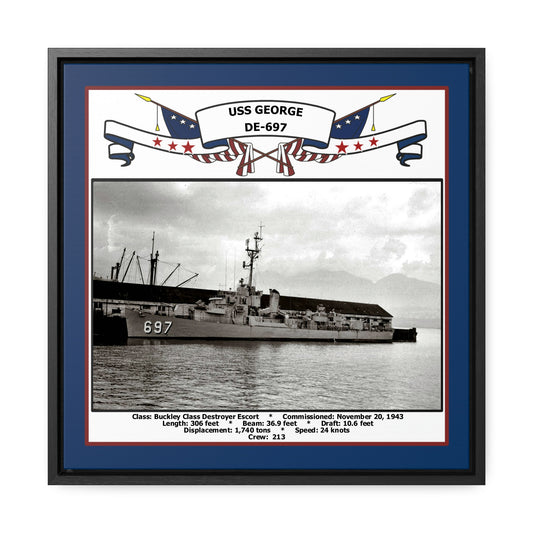 USS George DE-697 Navy Floating Frame Photo Front View