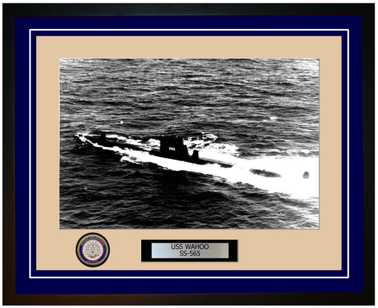 USS Wahoo SS-565 Framed Navy Ship Photo Blue