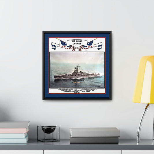 USS Evans DE-1023 Navy Floating Frame Photo Desk View