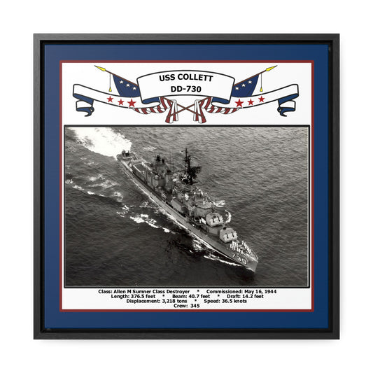 USS Collett DD-730 Navy Floating Frame Photo Front View