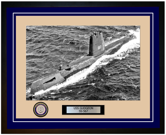 USS Gudgeon SS-567 Framed Navy Ship Photo Blue