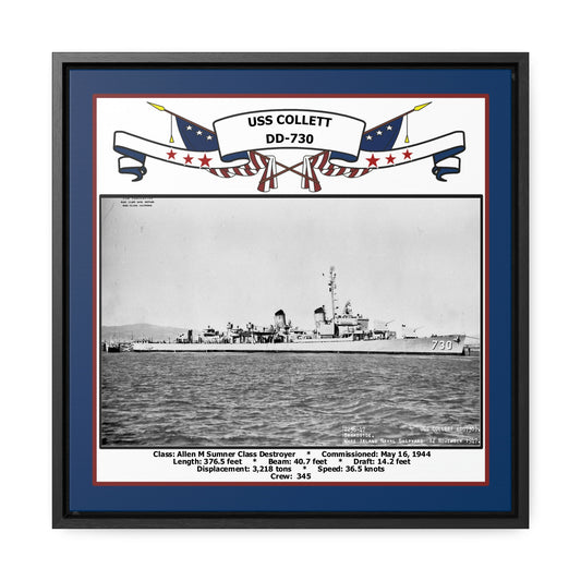 USS Collett DD-730 Navy Floating Frame Photo Front View