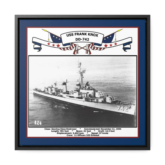 USS Frank Knox DD-742 Navy Floating Frame Photo Front View