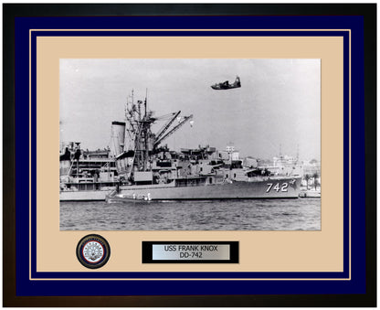 USS FRANK KNOX DD-742 Framed Navy Ship Photo Blue